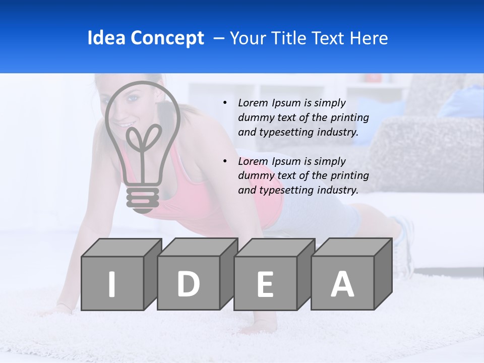 A Woman In A Pink Top Is Doing A Push Up PowerPoint Template