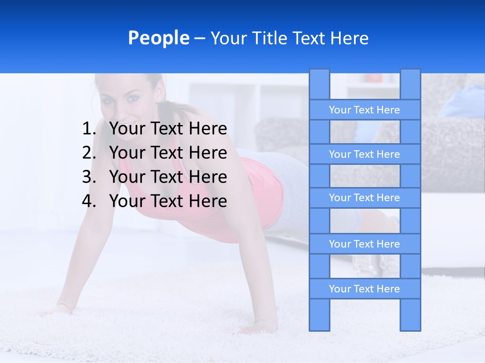 A Woman In A Pink Top Is Doing A Push Up PowerPoint Template