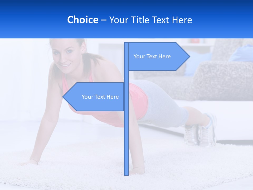 A Woman In A Pink Top Is Doing A Push Up PowerPoint Template