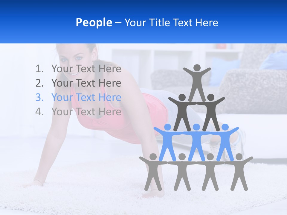 A Woman In A Pink Top Is Doing A Push Up PowerPoint Template