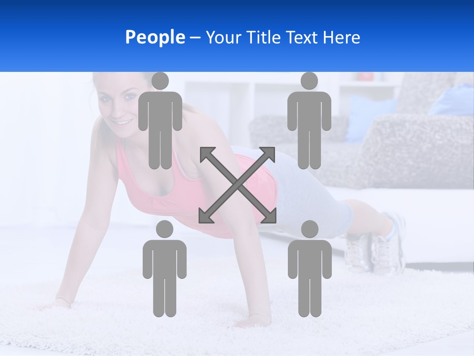A Woman In A Pink Top Is Doing A Push Up PowerPoint Template