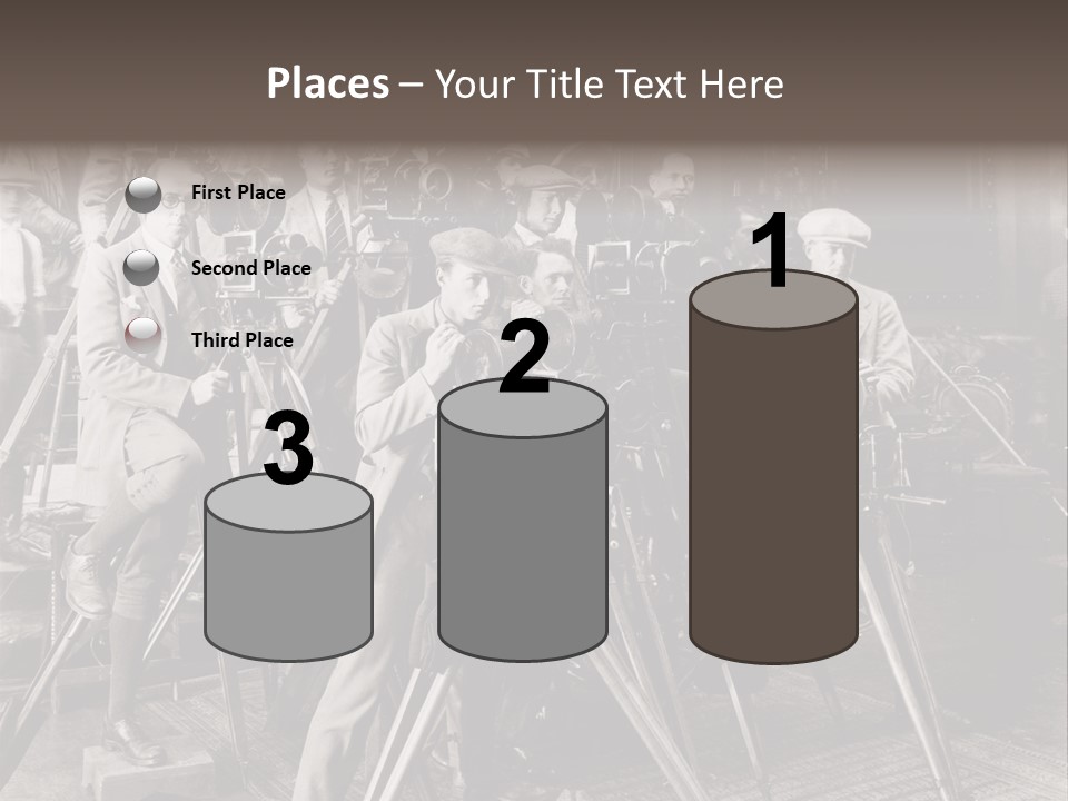 A Group Of People Standing Around A Camera PowerPoint Template