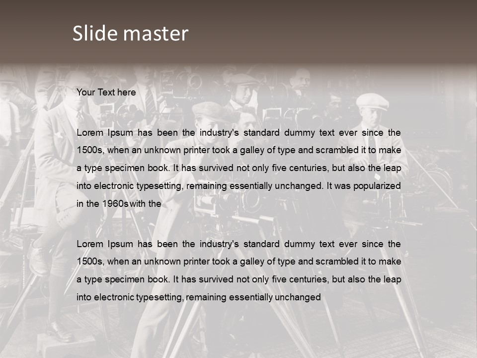 A Group Of People Standing Around A Camera PowerPoint Template