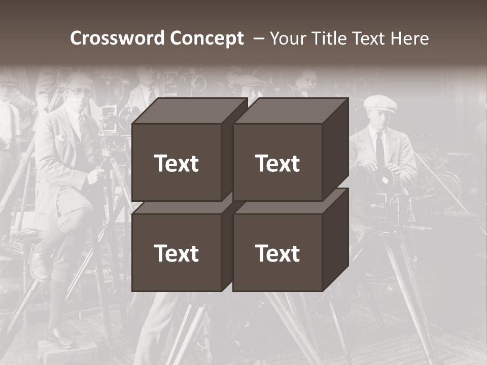 A Group Of People Standing Around A Camera PowerPoint Template