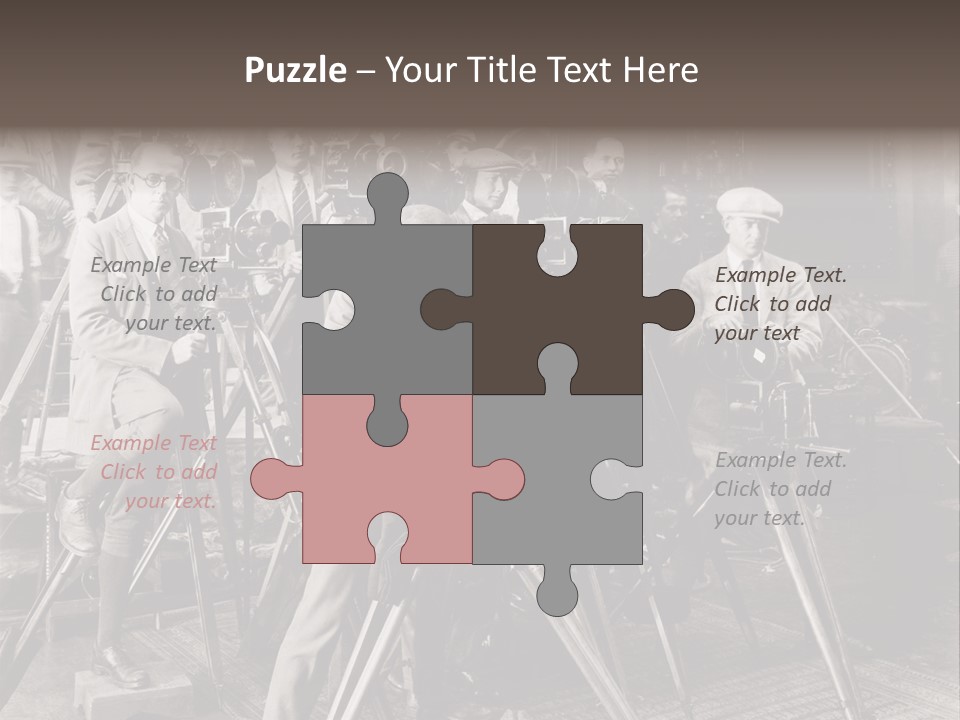 A Group Of People Standing Around A Camera PowerPoint Template