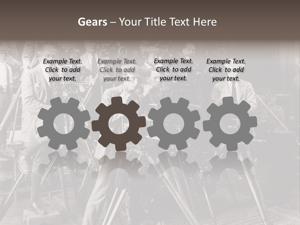 A Group Of People Standing Around A Camera PowerPoint Template