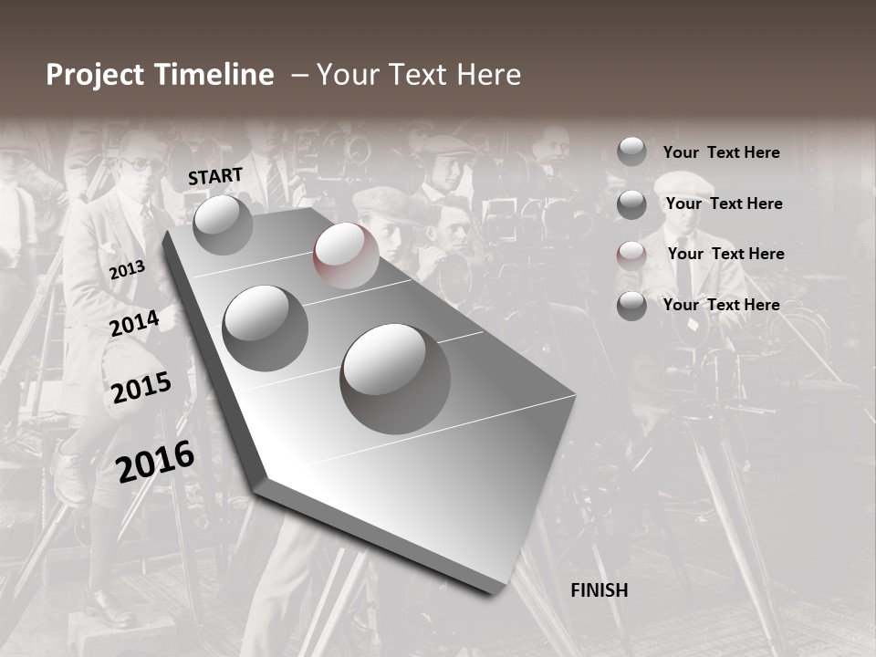 A Group Of People Standing Around A Camera PowerPoint Template
