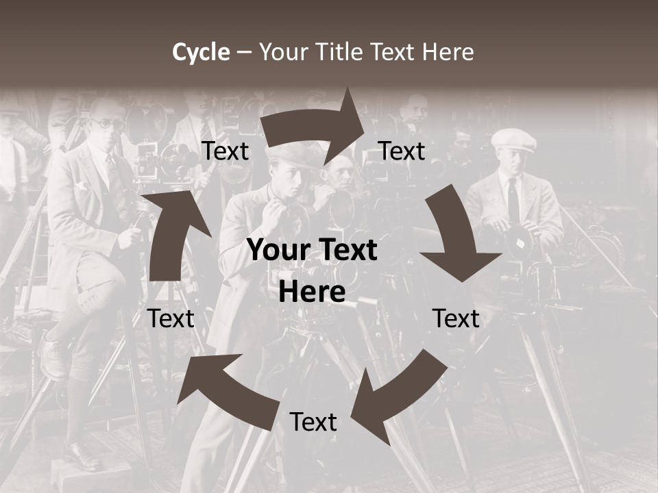A Group Of People Standing Around A Camera PowerPoint Template