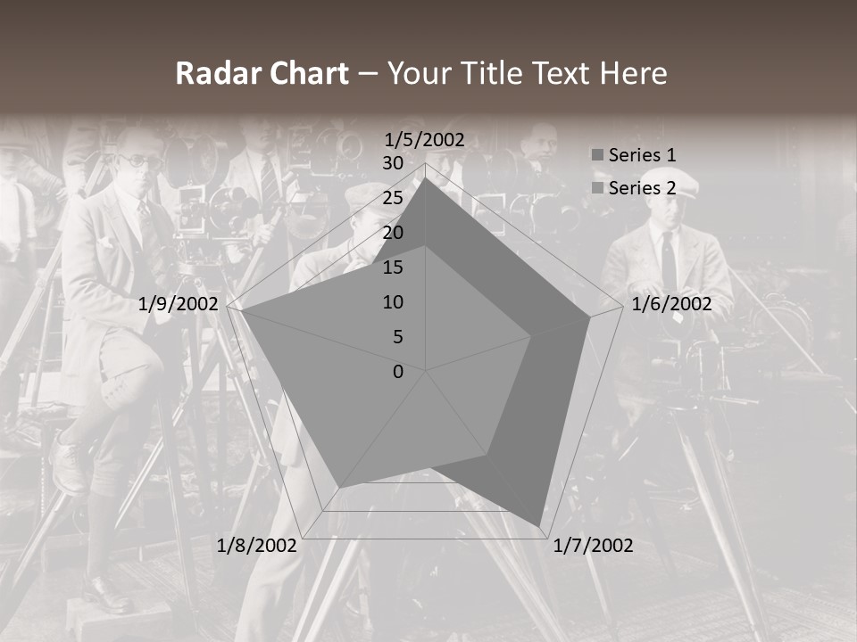 A Group Of People Standing Around A Camera PowerPoint Template
