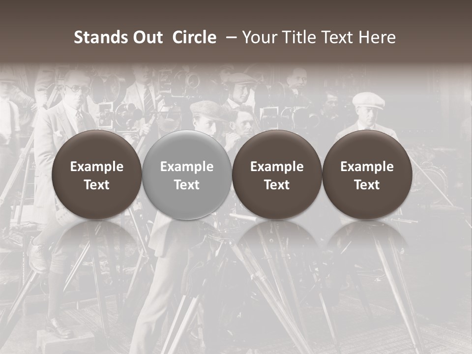 A Group Of People Standing Around A Camera PowerPoint Template