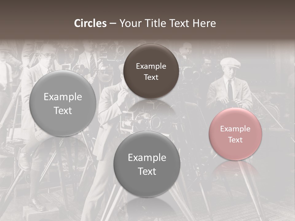 A Group Of People Standing Around A Camera PowerPoint Template