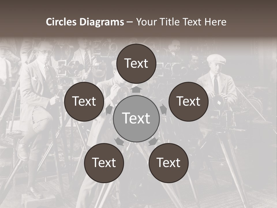 A Group Of People Standing Around A Camera PowerPoint Template