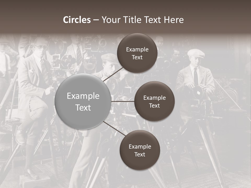 A Group Of People Standing Around A Camera PowerPoint Template