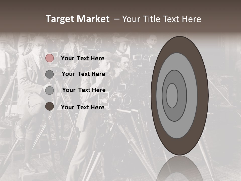 A Group Of People Standing Around A Camera PowerPoint Template