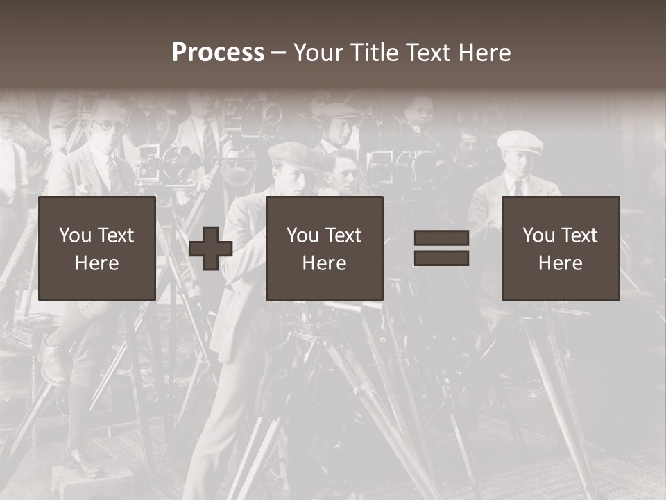 A Group Of People Standing Around A Camera PowerPoint Template