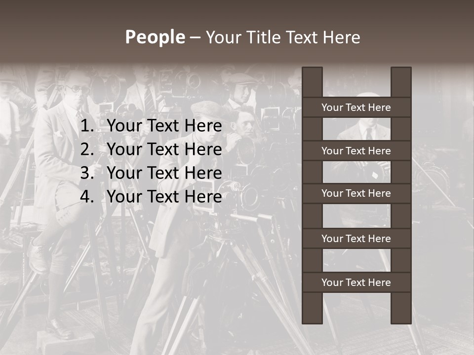 A Group Of People Standing Around A Camera PowerPoint Template