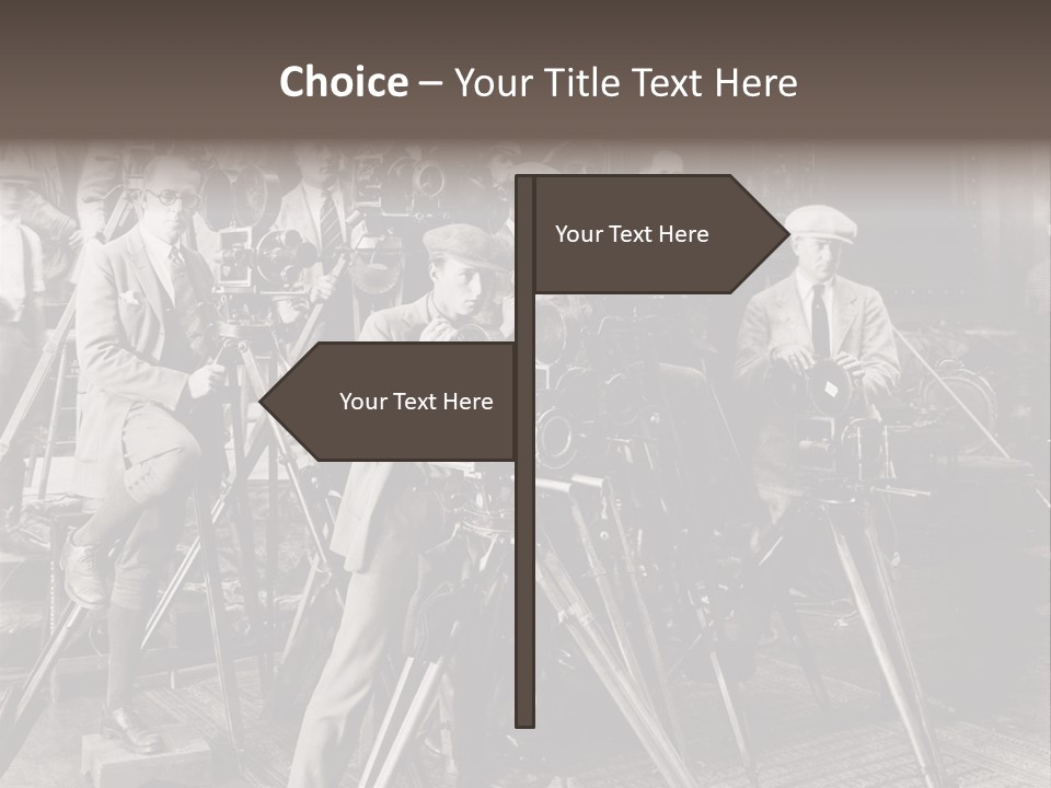 A Group Of People Standing Around A Camera PowerPoint Template