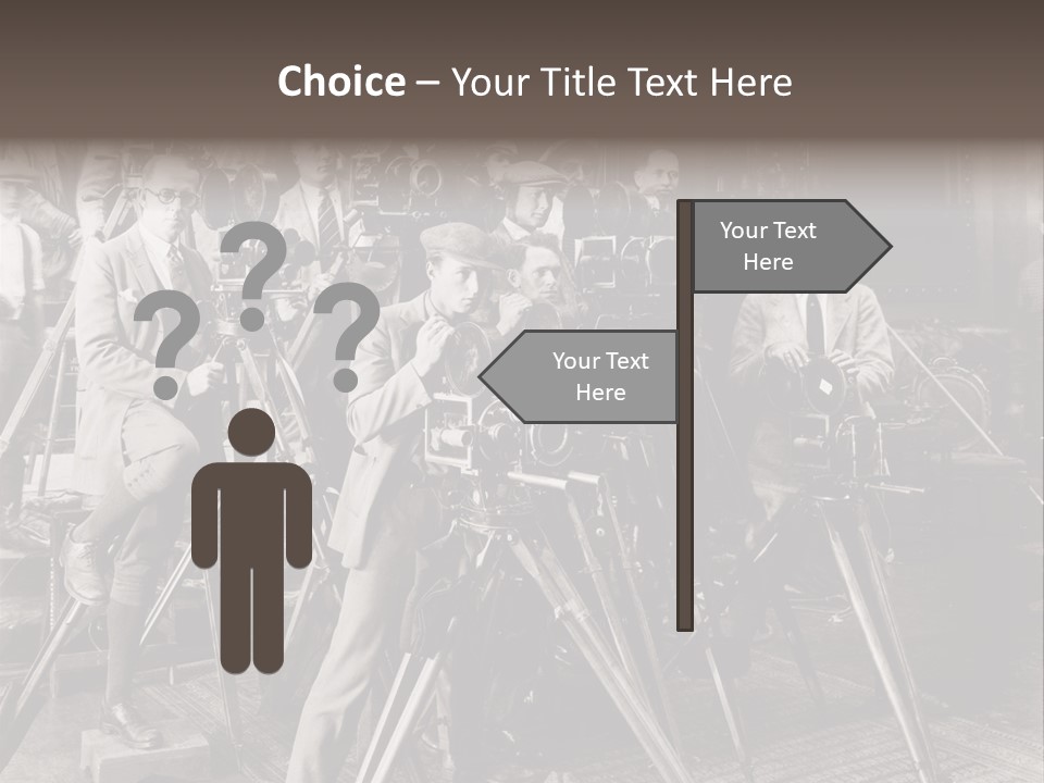 A Group Of People Standing Around A Camera PowerPoint Template