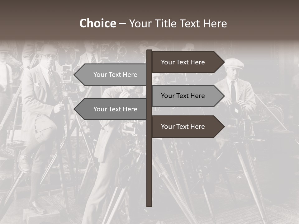 A Group Of People Standing Around A Camera PowerPoint Template
