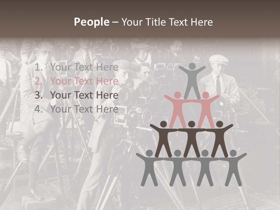 A Group Of People Standing Around A Camera PowerPoint Template