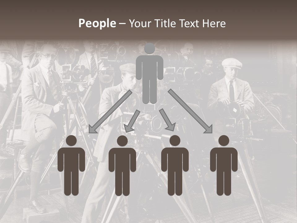 A Group Of People Standing Around A Camera PowerPoint Template