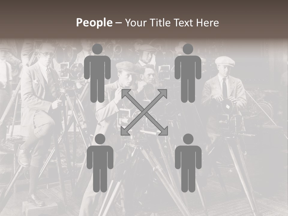 A Group Of People Standing Around A Camera PowerPoint Template