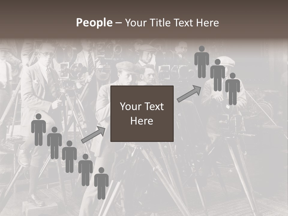 A Group Of People Standing Around A Camera PowerPoint Template