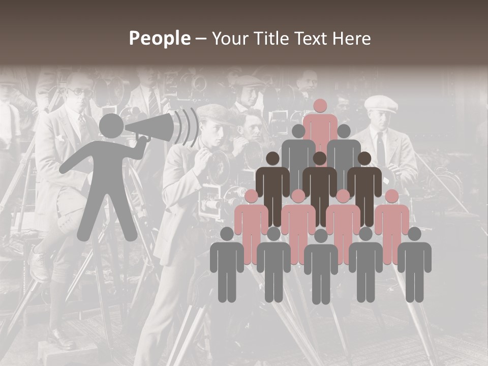 A Group Of People Standing Around A Camera PowerPoint Template