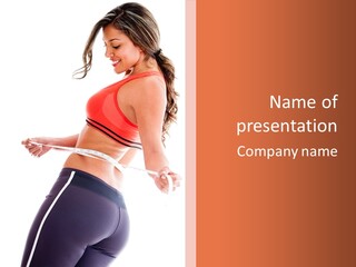 A Woman Measuring Her Waist With A Tape PowerPoint Template