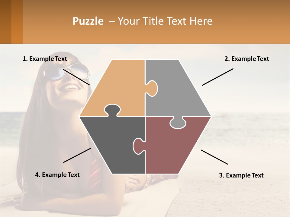 A Woman Laying On The Beach With Sunglasses On Her Head PowerPoint Template