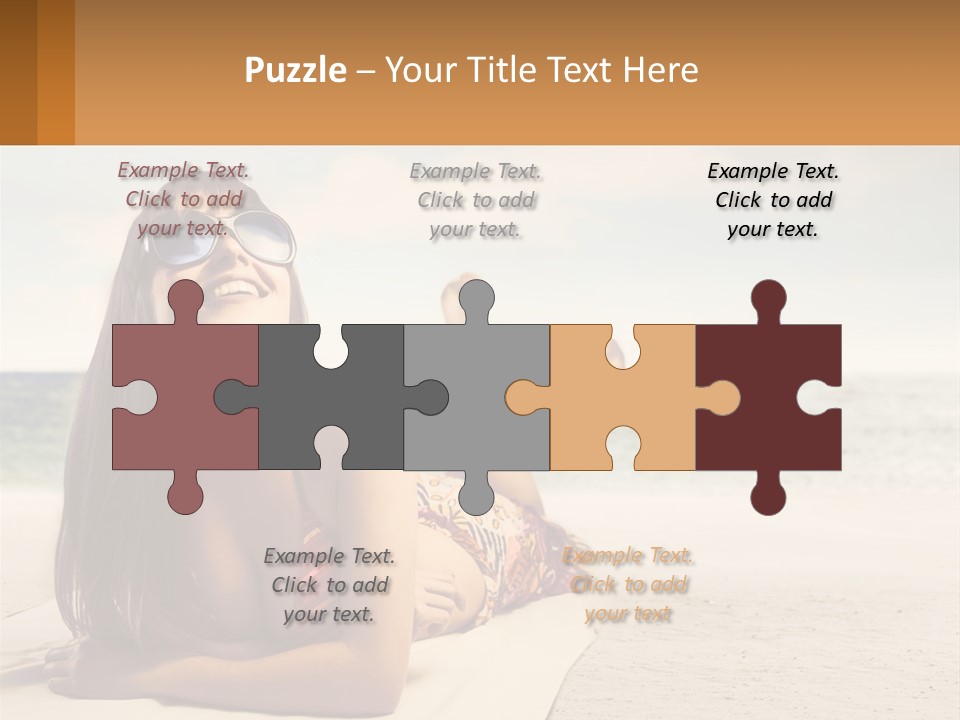 A Woman Laying On The Beach With Sunglasses On Her Head PowerPoint Template