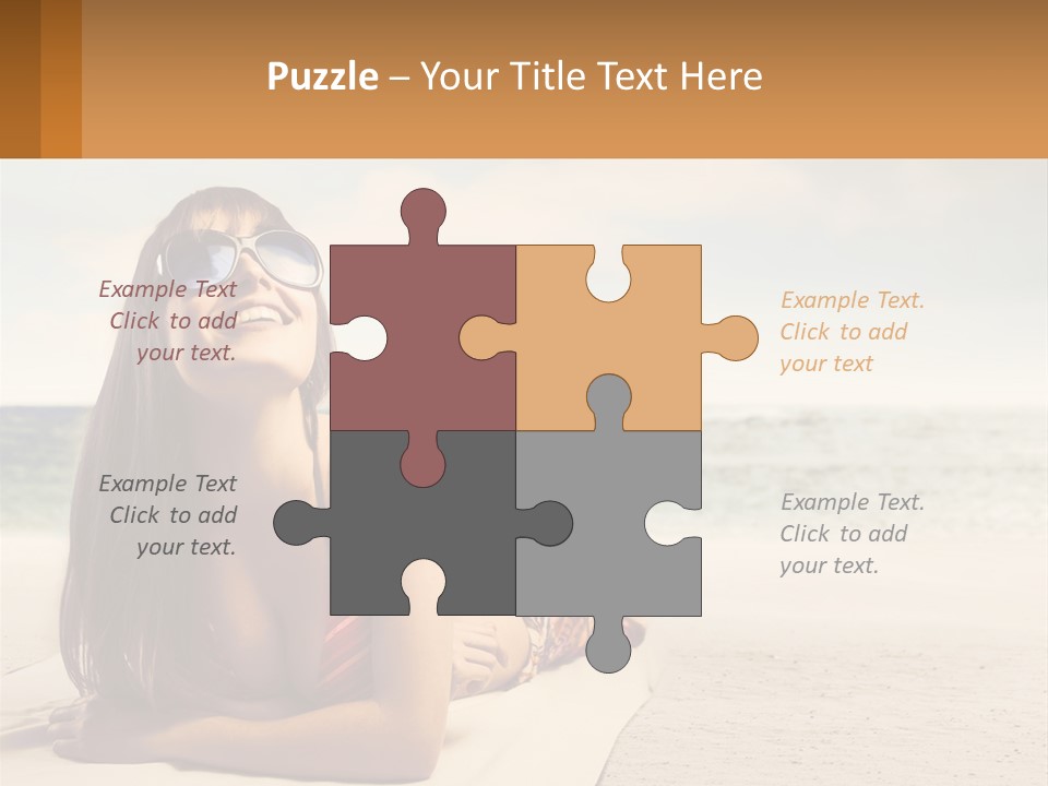 A Woman Laying On The Beach With Sunglasses On Her Head PowerPoint Template