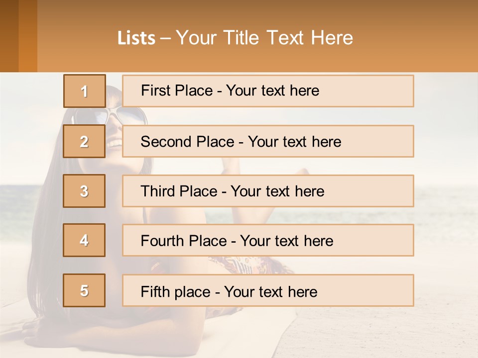 A Woman Laying On The Beach With Sunglasses On Her Head PowerPoint Template