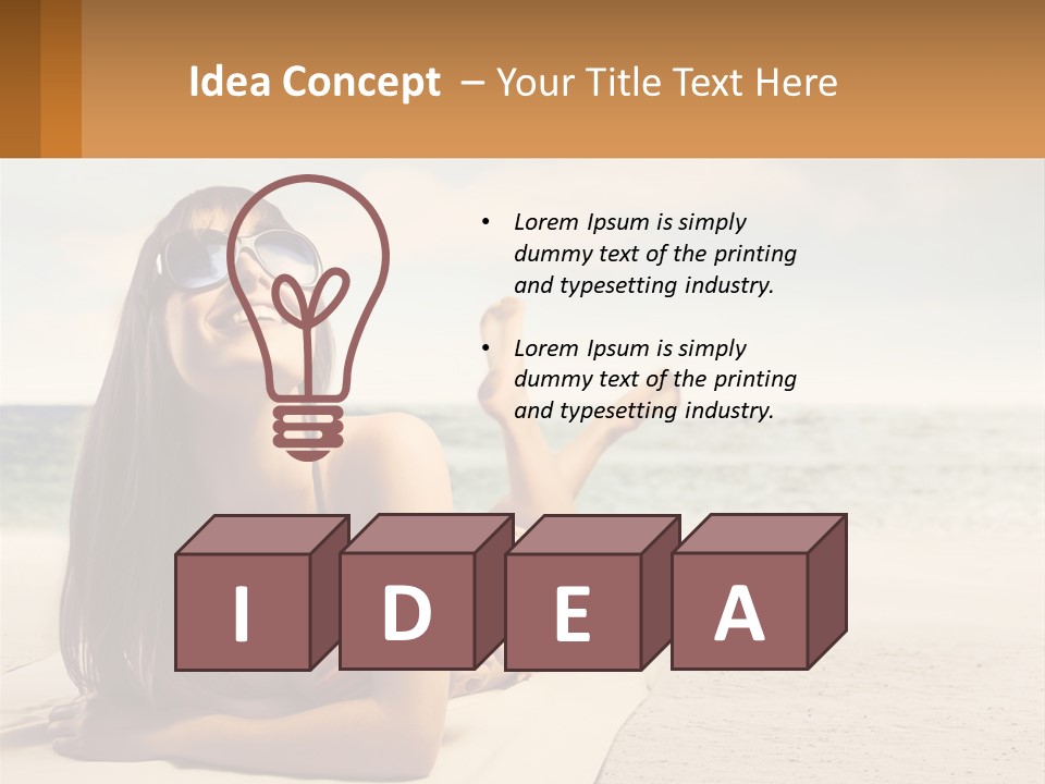 A Woman Laying On The Beach With Sunglasses On Her Head PowerPoint Template