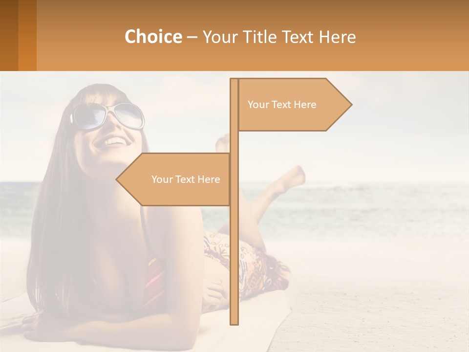A Woman Laying On The Beach With Sunglasses On Her Head PowerPoint Template