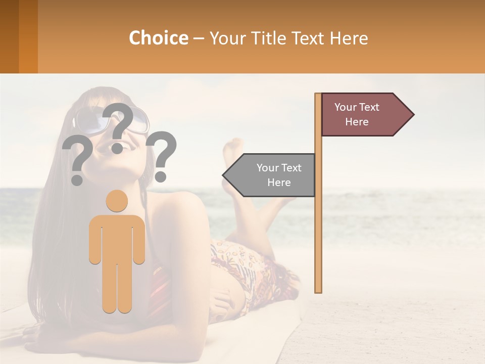 A Woman Laying On The Beach With Sunglasses On Her Head PowerPoint Template