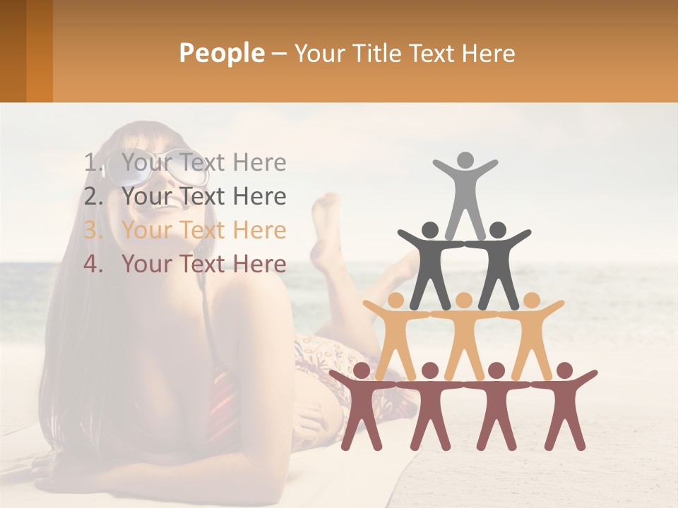 A Woman Laying On The Beach With Sunglasses On Her Head PowerPoint Template