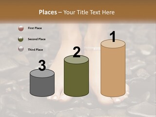 A Woman's Bare Feet On Rocks With A Name Plate PowerPoint Template