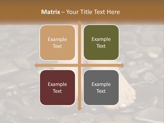 A Woman's Bare Feet On Rocks With A Name Plate PowerPoint Template