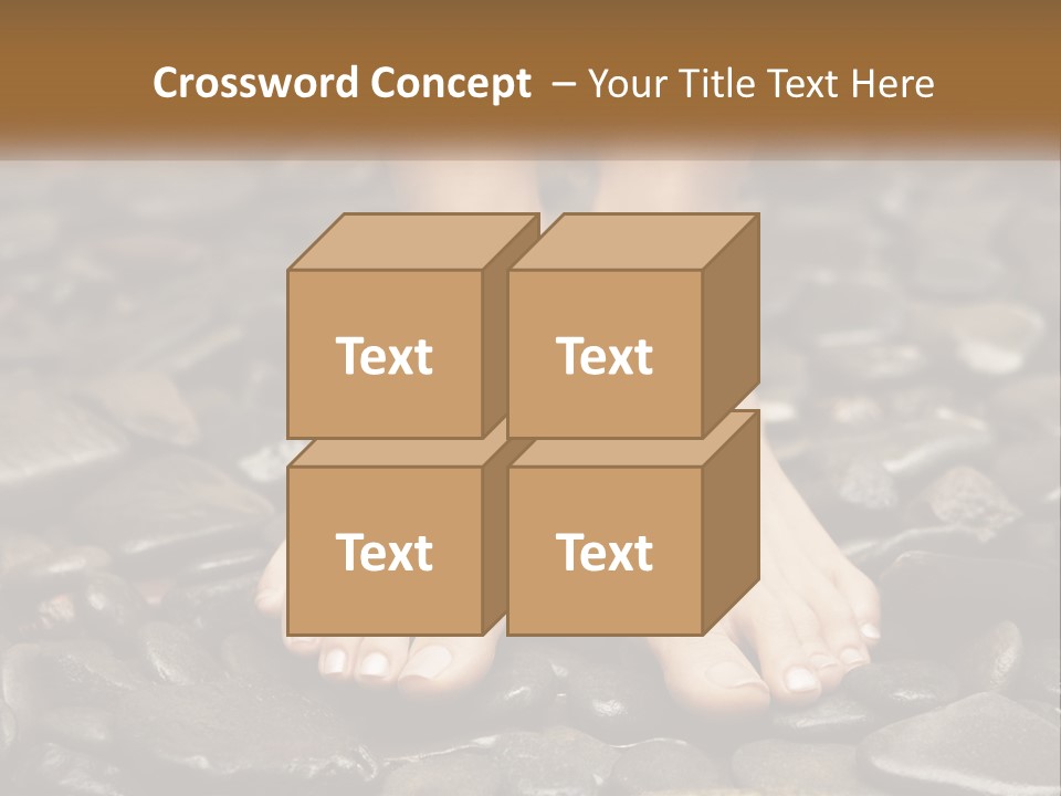 A Woman's Bare Feet On Rocks With A Name Plate PowerPoint Template