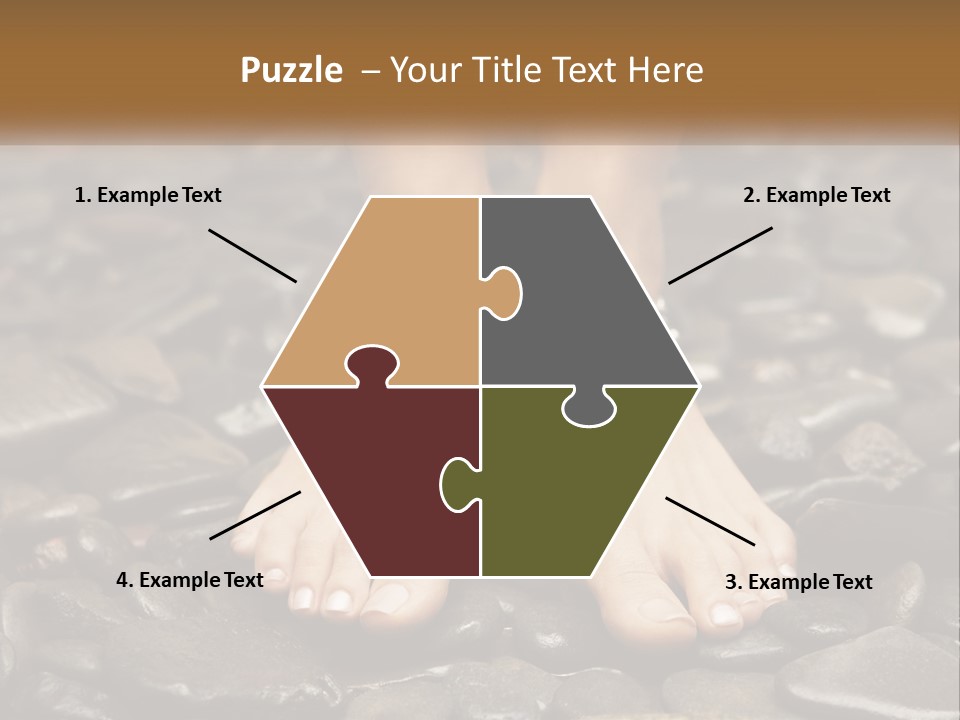 A Woman's Bare Feet On Rocks With A Name Plate PowerPoint Template