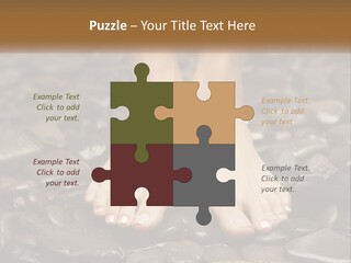 A Woman's Bare Feet On Rocks With A Name Plate PowerPoint Template