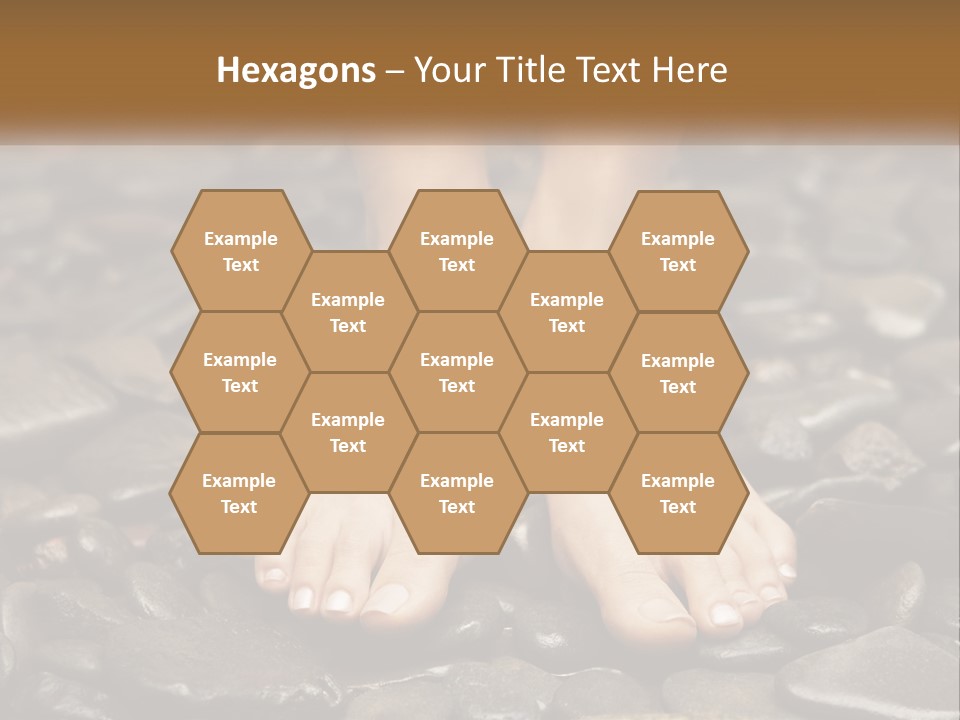 A Woman's Bare Feet On Rocks With A Name Plate PowerPoint Template