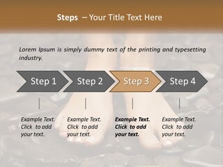 A Woman's Bare Feet On Rocks With A Name Plate PowerPoint Template