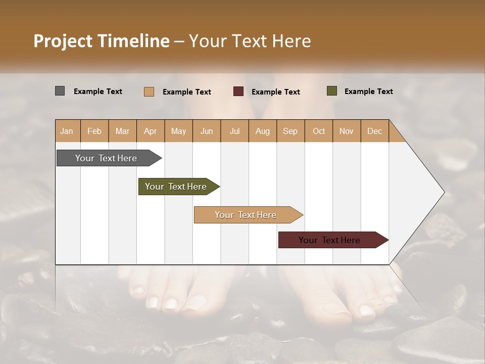 A Woman's Bare Feet On Rocks With A Name Plate PowerPoint Template