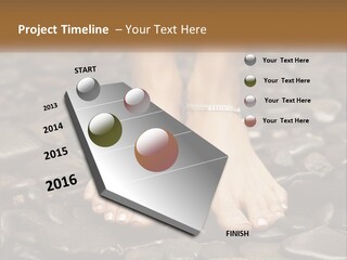 A Woman's Bare Feet On Rocks With A Name Plate PowerPoint Template