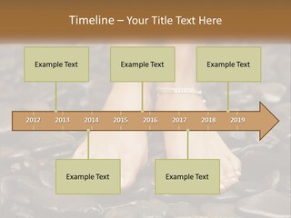 A Woman's Bare Feet On Rocks With A Name Plate PowerPoint Template