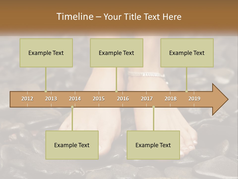 A Woman's Bare Feet On Rocks With A Name Plate PowerPoint Template