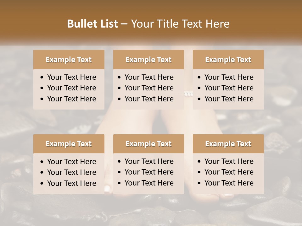 A Woman's Bare Feet On Rocks With A Name Plate PowerPoint Template