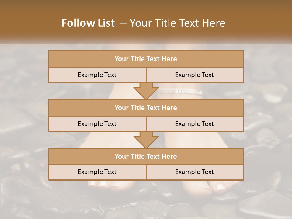 A Woman's Bare Feet On Rocks With A Name Plate PowerPoint Template